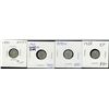 Image 1 : 1900 Ov 5¢, 1891, 1888 & 1890H.  Lot of 4 coins EF and better.