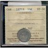 Image 1 : 1871H 10¢ ICCS VF30.