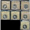 Image 1 : 1952 50¢, 1953 SD, 1954, 1961, 1964, 1965 & 1966 all ICCS MS64. Lot of 7 coins with 1953, 1961+ all 