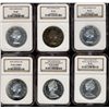 Image 1 : 1957 $1, 1961 PL65 & 1959, 1964, 1965 T1 & 1965 T2 PL66.  Lot of 6NGC graded coins.
