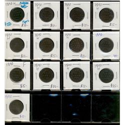 1890H 1¢ average VG grade.  Lot of 13 pcs.