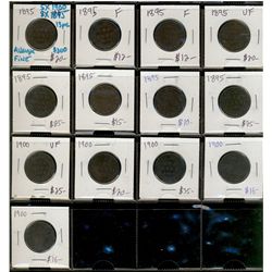 1895(8) 1¢ & 1900(5).  Lot of 13 pcs mainly Fine for grade.