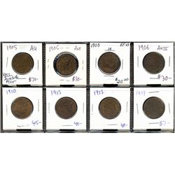 1905(3) 1¢, 1906, 1910, 1913(2) & 1919.  Lot of 8 pcs AU or better.