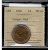 Image 1 : 1920 Large 1¢ ICCS MS64  RED
