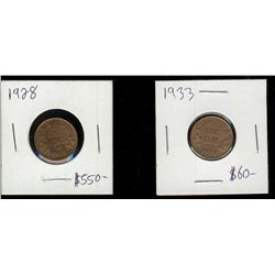 1928 1¢ & 1933.  Lot of 2 coins both MS or better.