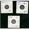Image 1 : 1870 5¢, 1885 Sm & 1898.  Lot of 3 coins VF or better.