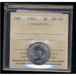 1945 5¢ ICCS MS66.