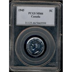 1945 5¢ PCGS MS66.