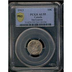 1913 10¢ SML PCGS AU55