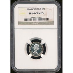 1964 10¢ NGC SP66 Cameo.  Generally found in Circ or PL this is a new find in Specimen condition.  D