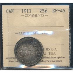 1911 25¢ ICCS EF45.