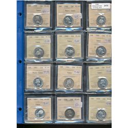 1956 25¢ PL64, 1956(2) 25¢, 1959, 1960(6), 1961, 1964, 1965(2), 1967 PL65 & 1971 SP66.  Lot of 16 co