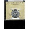 Image 1 : 1967 25¢ ICCS MS66.  Blast white.