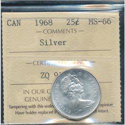 1968 25¢ Silv ICCS MS66.