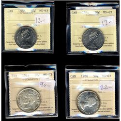 1941 50¢, 1956 & 1986(2) ICCS MS63.  Lot of 4 coins.