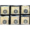 Image 1 : 1959 50¢, 1960, 1961, 1962, 1964 & 1966 ICCS PL66.  Lot of 6 coins some with Cameo designations.