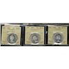 Image 1 : 1962 50¢, 1964 & 1965 HC ICCS MS65.  Lot of 3 coins.