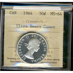 1964 50¢ ICCS MS64 Ultra Heavy Cameo.