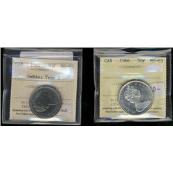 1966 50¢ & 1982 T2 ICCS MS65.  Lot of 2 coins.