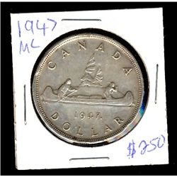1947 $1 ML Dbl HP VF30 with some rim nicks.