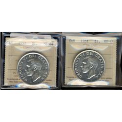 1951 $1 & 1952 ICCS MS64.  Lot of 2 coins.