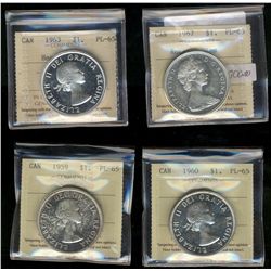 1959 $1, 1960, 1963 & 1967 with light die rotation.  ICCS graded.