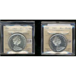 1965 $1 LgBds Blt & 1965 LgBds Ptd ICCS PL66 Cameo.  Lot of 2 coins.