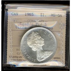1965 $1 LgBds Ptd ICCS MS64 Ultra Heavy Cameo.