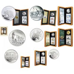 RCM Lot;  includes Coin & Stamp Nature Series, 2004 Elusive Loon, Grizzly, Moose, Polar Bear(2), 200