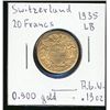 Image 1 : Switzerland; 1935LB Gold 20 Francs.  A nice UNC issue.  ,900 gold, ,1867oz.