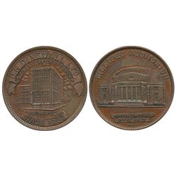 Medallion;  1832 issue representing The Official opening of The Winnipeg Auditorium.  Copper issue w