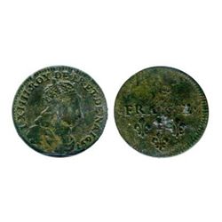 French Regime; 1657I Liard, ICCS VF20; Corrosion.