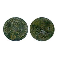 French Regime; 1657I Liard, ICCS VF20; Corrosion.