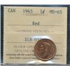 Image 1 : 1945 1¢ ICCS MS65. Gem full red.