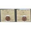 Image 1 : 1967 1¢ & 1977 ICCS MS66RD.  Lot of 2 gem coins.