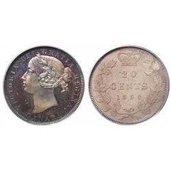 1858 20¢ Pln Edge PCGS/ICCS SP65 Heavy Cameo.  Pristine red to blue tones with Heavy Cameo contrast.