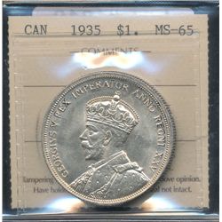 1935 $1 ICCS MS65.