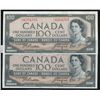 Image 1 : 1954 $100 BC-43a #AJ4264765-766.  Lot of 2 consecutive notes both CH UNC.