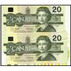 Image 1 : Error;  1991 $20 BC-58d #EWZ7917723 & EWZ7915223.  Major Miscut issue including 2 notes which were p