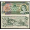Image 1 : Low Serial; 1969 $20 BC-50a #EA0000104 & 1979 $20 BC-54a #50000000104.  Lot of 2 notes with same ser