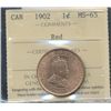 Image 1 : 1902 1¢ ICCS MS65.  95% red.