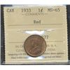 Image 1 : 1933 1¢ ICCS MS65RD.  Red ans lustrous with purple tone on obv.