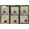 Image 1 : 1937 1¢, 1938, 1965 LgBds Blt ICCS MS65RD, 1998W MS66 NBU & 2000W, 2001P MS67NBU.  Lot  of 6 ICCS gr