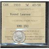 Image 1 : 1910 5¢ RL ICCS AU58.  Brilliant with nice strike.