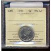 Image 1 : 1931 5¢ ICCS MS62.  Scarce date.