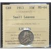 Image 1 : 1913 10¢ Sml Lvs ICCS MS64.  Attractive lustrous and soft tones.