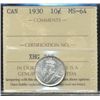 Image 1 : 1930 10¢ ICCS MS64.  Full clear white issue.