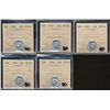 Image 1 : 1946 10¢ ICCS MS64.  Lot of 5 coins all white.