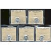 Image 1 : 1952 10¢, 1956 Dot, 1962, 1963 & 1964 ICCS MS65.  Lot of 5 coins with 1963 designated Cameo.