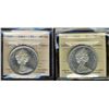 Image 1 : 1965 $1 Smbds Ptd & Lg Bds Blt ICCS MS64 Heavy Cameo.  Lot of 2 coins.
